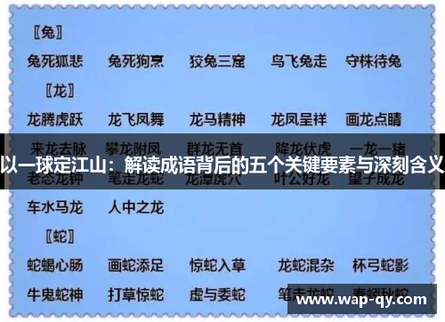 以一球定江山：解读成语背后的五个关键要素与深刻含义